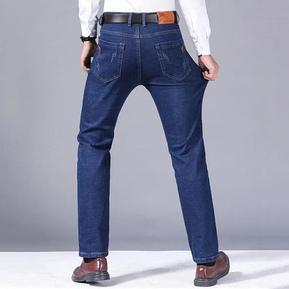 2024 Fashion Men Stretch Loose Straight Jeans Casual Elastic Slim Fit Denim Pants Male Brand Business Trousers Large size 38 40