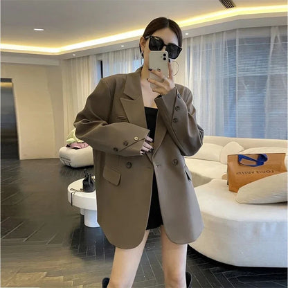 Women's Blazer Jacket 2025 Spring Autumn High End Fashion Temperament Ladies Suit Coat Elegant Loose Versatile Lady Outerwear