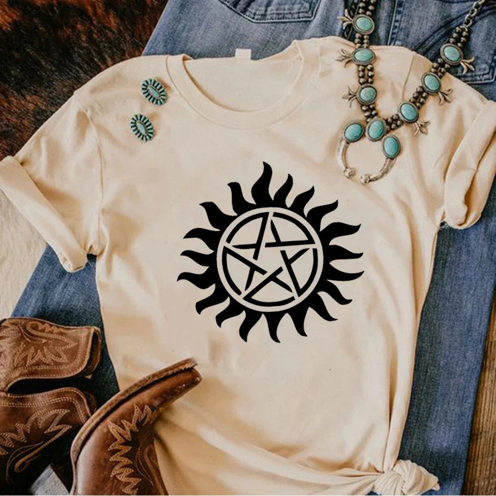Supernatural t shirt women comic Japanese top female harajuku clothes