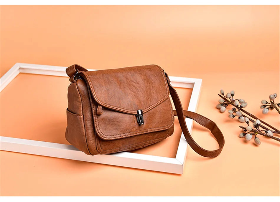 Vintage Soft Leather Femmels' Shoulder Bags Luxury Handbags Women's Packet New Designer Small Crossbody Bag 2024 Sac a Femme