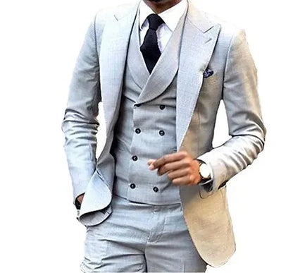 Blue Costume Homme Tuxedos Groom Wedding Men Suits Tuxedo Terno Masculino De Pour Hommes Blazer 3 Pieces (Jacket+Pants+Vest)
