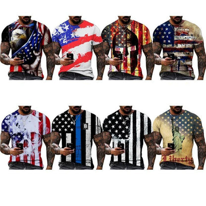 Summer Hot Selling Men's Creative Personality Soaring Eagle Animal 3D Printing Fun Casual Fashion T-shirt