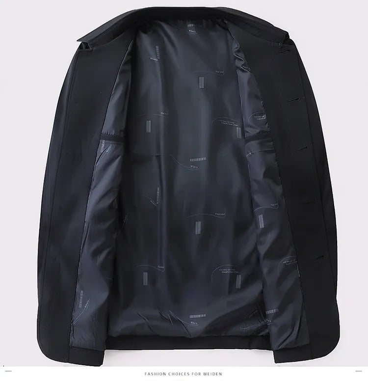 Men's Turn-down Collar Button Jacket Business Casual Outerwear for Male