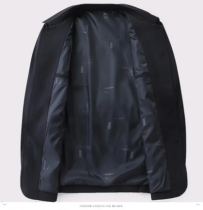Men's Turn-down Collar Button Jacket Business Casual Outerwear for Male