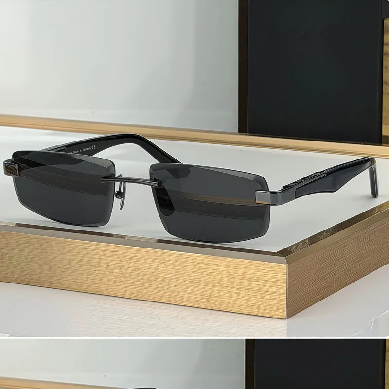 Artist SUN II Rimless Men's Sunglasses Women Alloy Acetate Germany Design UV400 High Quality Diamont Cutting Classical with Case