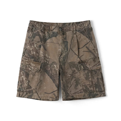 2026 Summer New Distressed Camouflage Shorts Men Loose Baggy Cargo Pants 270gsm Cotton Washed Frayed Hem Tactical Shorts