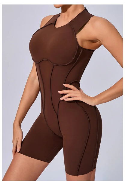 Women's High Elasticity Sports Bodysuit Kit Yoga Fitness Jumpsuit Open Back Hip-Lift Outdoors Gym Workout Sexy Fitness Outfit