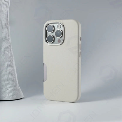 زر كاميرا من الألومنيوم لهاتف iPhone 16 Pro Max، جراب جلدي صلب من السبائك، غطاء مقاوم للصدمات مع شحن لاسلكي مغناطيسي لـ MagSafe