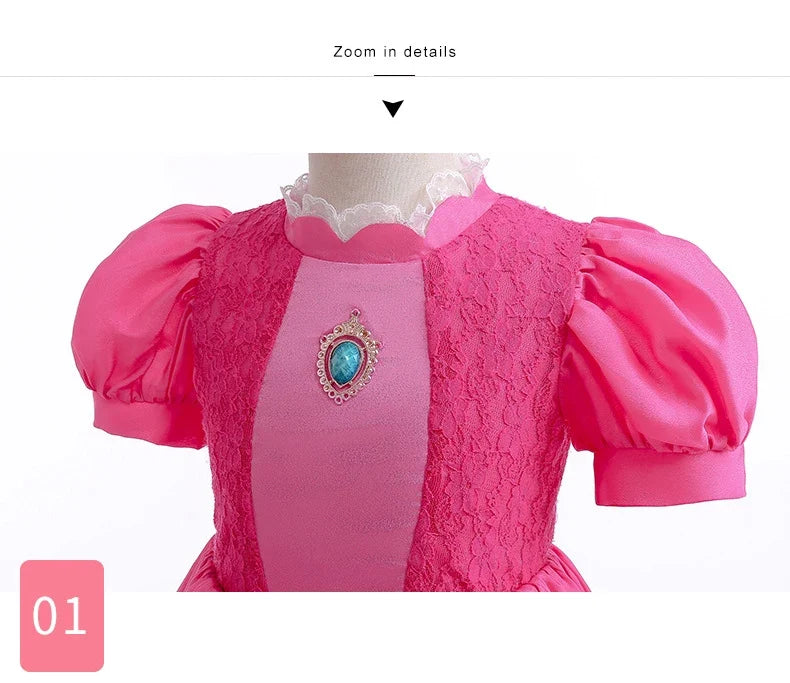 Peach Princess Costume For Girls Ball Gown Princess Dress Kids Cosplay Halloween Carnival Birthday Party Dress for 3-10 years
