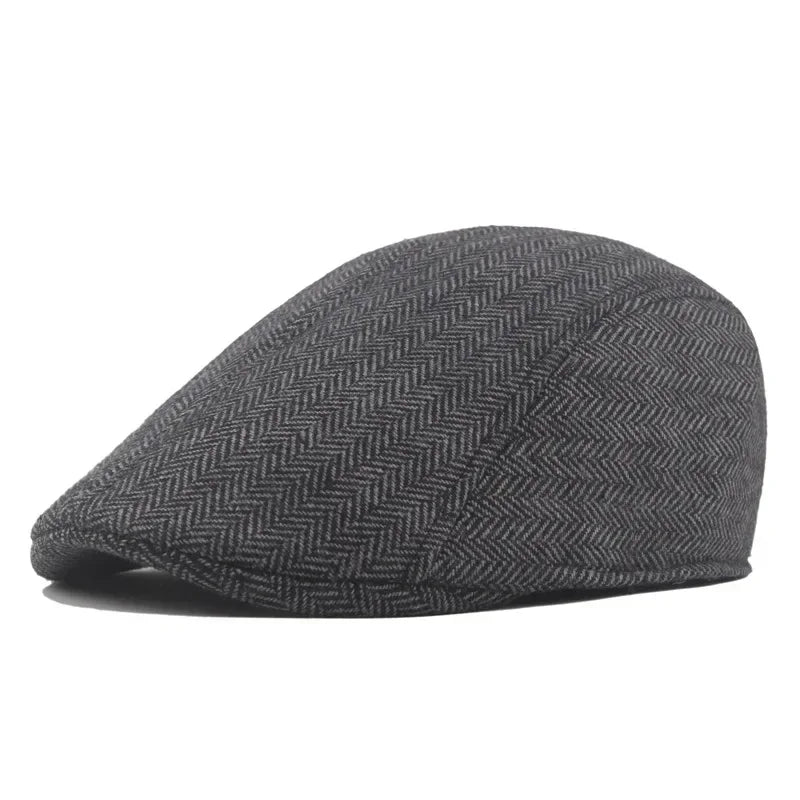 Men Retro Beret British Hats Wool Blend Vintage Herringbone Tweed Men Casual Fashion Hat Flat Keep Warm Caps Gifts