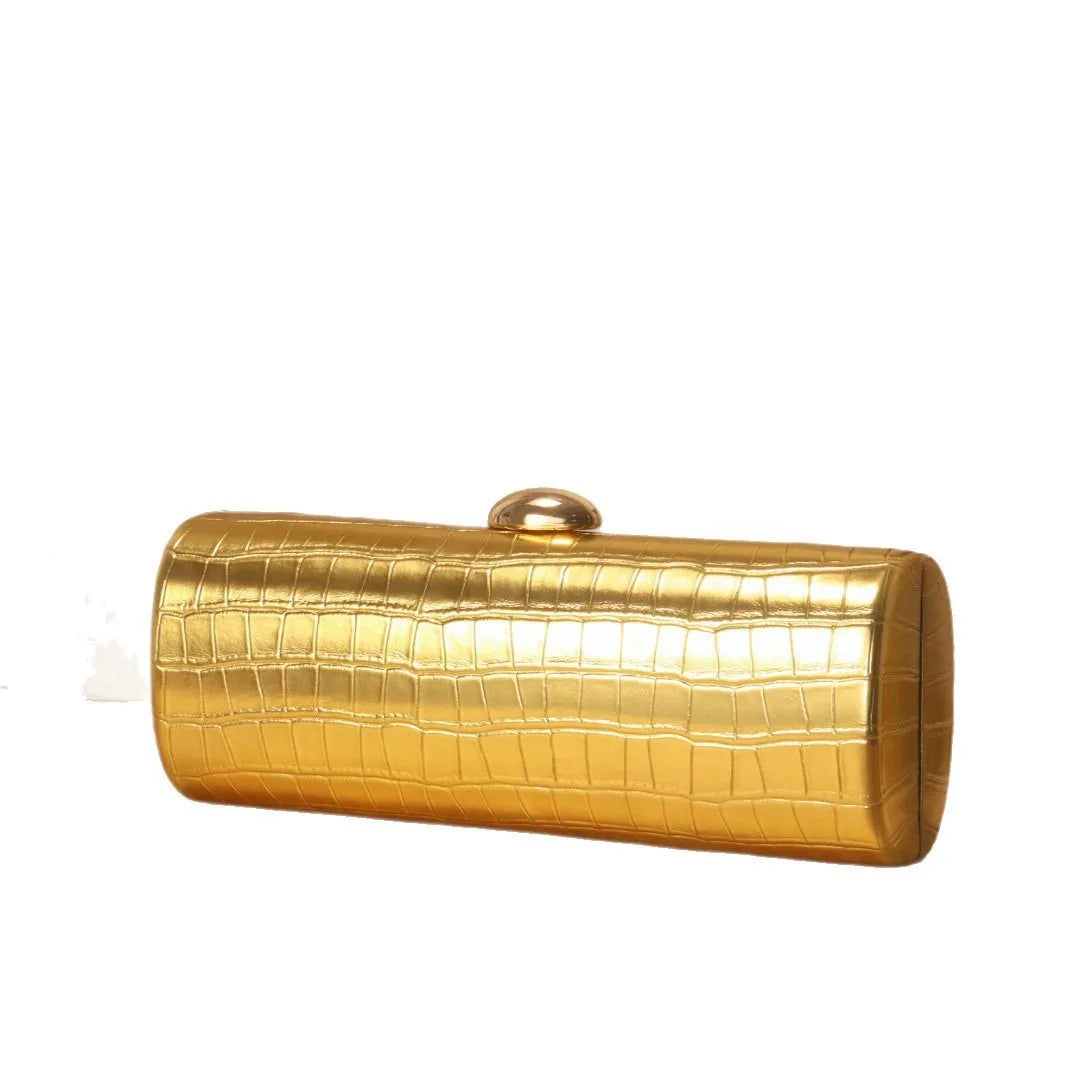 Chic Pu Leather Box Bag Female Glossy Golden Elegant Clutch Ladies Wedding/birthday Party Evening Purse Hard Purse and Handbag