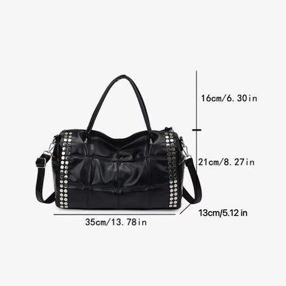 New Y2K Fashion Retro Rivet Tote Bag Women's High-end Handbag Large Capacity Motorcycle Shoulder Bag Daily Commute Crossbody Bag