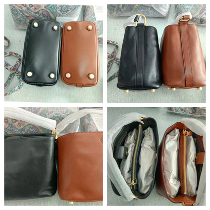 2024 New Arrival Genuine Leather Crossbody Bucket Bags Women Luxury Retro Small Handbag Soft Shoulder Bag