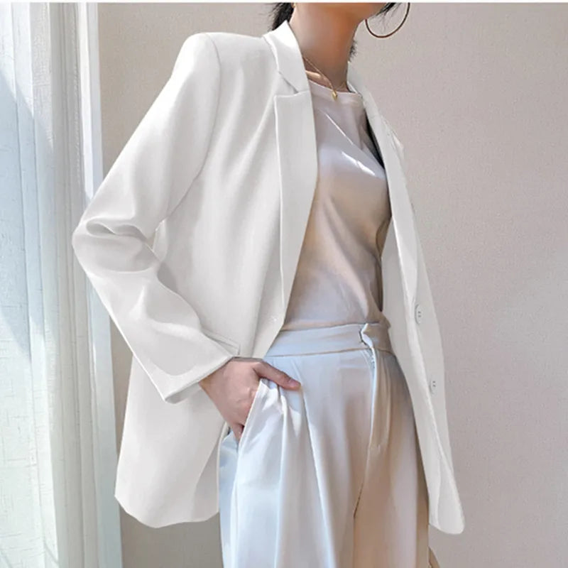 New Solid Color Blazer Coat Female Spring Autumn  Fashion Suit Jacket Ladies 2026  Advanced Long Sleeves Casual Tops Outwear