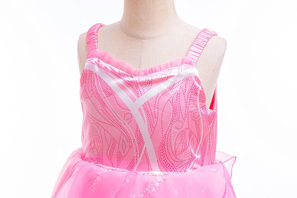Kids Fairy Glinda Costume Wicked Wizard of Ozland Halloween Girl Cosplay Charming Glinda Kind Witch of North Pink Princess Dress