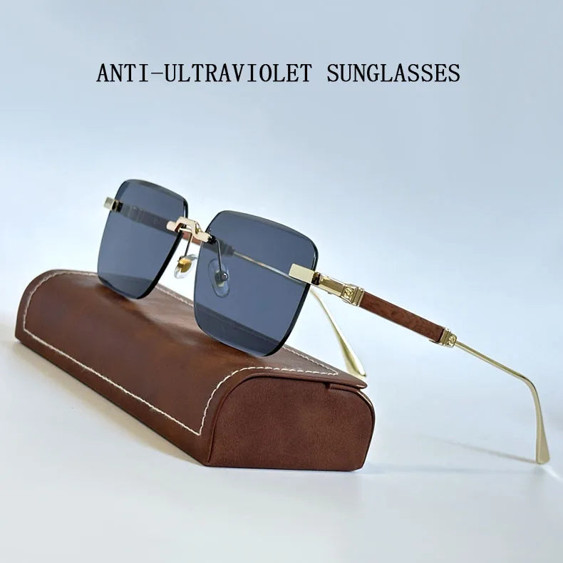 Fashion Rimless Sunglasses For Men Designer Square Sunglasses Women 2024 Trendy Retro Gafas De Sol Hombre Lunette Soleil Femme