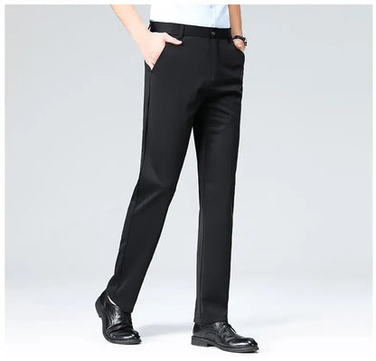 Men's Stretchy Casual Pants Business Suit Pants Spring Summer Breathable Dress Pants Full Length Homme Work Trousers