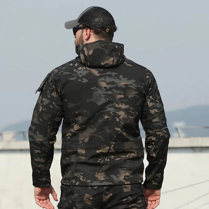 New Autumn WinterTactical Jackets Men Military Soft Shell Waterproof Windproof Hooded Jacket Outdoor Functional Multi-pockets