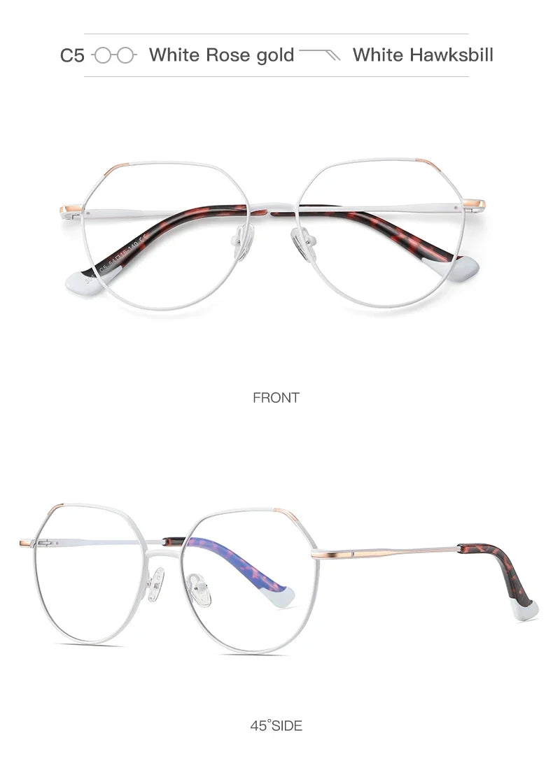 Metal Myopia Prescription Glasses Hyperopia Reading Glasses Women Anti Blue Light Computer  Glasses Optical Glasses Frame