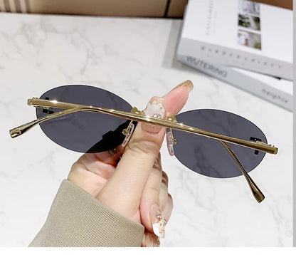 Elegant Diamond Oval Sunglasses Male Letter "F" Rimless Sunglasses  Car Sunglasses  Driving Glasses Sunglasses Women