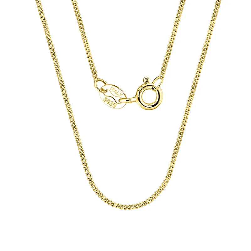 925 Silver 1mm 925 Sterling Silver Side Curb Chain Choker Necklace Women Girls Jewelry Colar Collier Collares SC18