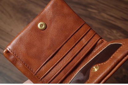 Luxury Genuine Leather Small Lightweight Bifold Wallet Men Women Money Clip Credit Card Holder with Hidden Zipper Pocket