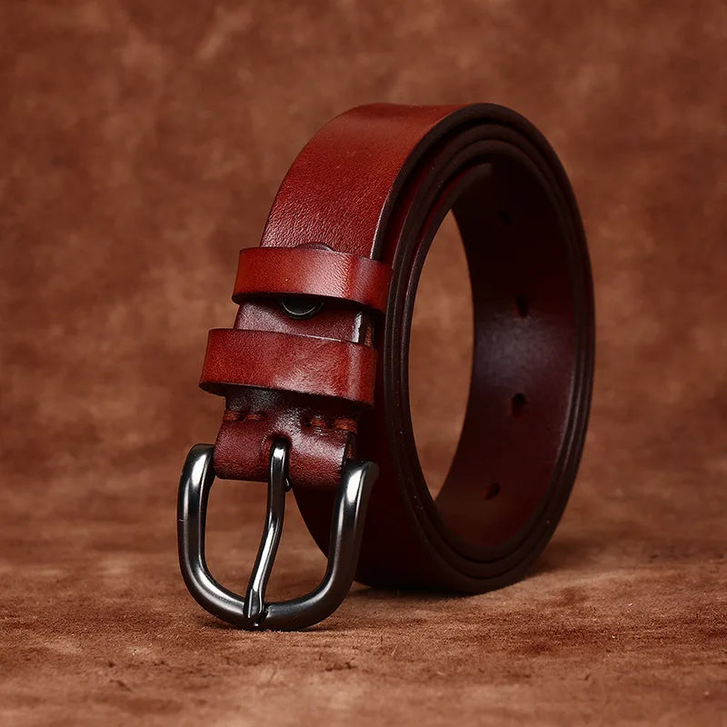 2.8CM Pure Cowhide Genuine Leather for Men's Women High Quality Jeans Needle Buckle Belts Cowboy Fashion Designer Matching Belt