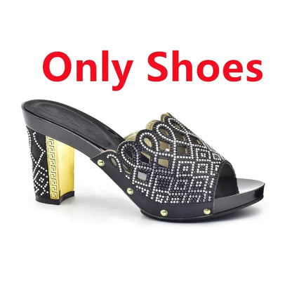 Italian Ladies Shoes and Bags To Match Set Decorated with Rhinestone Plus Size Shoes Women Heel Women Shoes and Bag Set In Italy