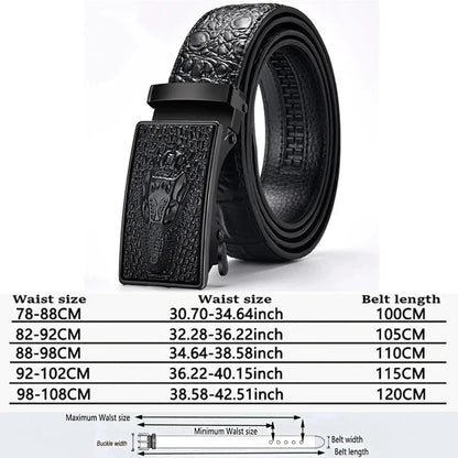 Genuine Leather Belt For Man Top Quality Luxury Famous Brand Male Belts Automatic Buckle Mens Crocodile Pattern Strap ZD2137