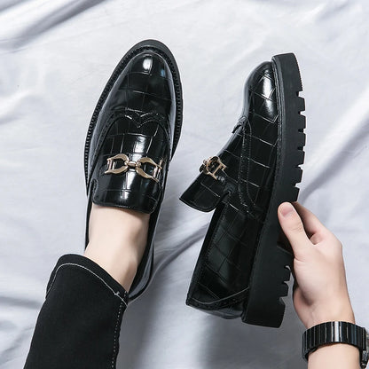 Trendy Brand Green Brogue Shoes Men's Leather Business Shoes Groom's Wedding Men's Loafers British Style Dress Shoes Men