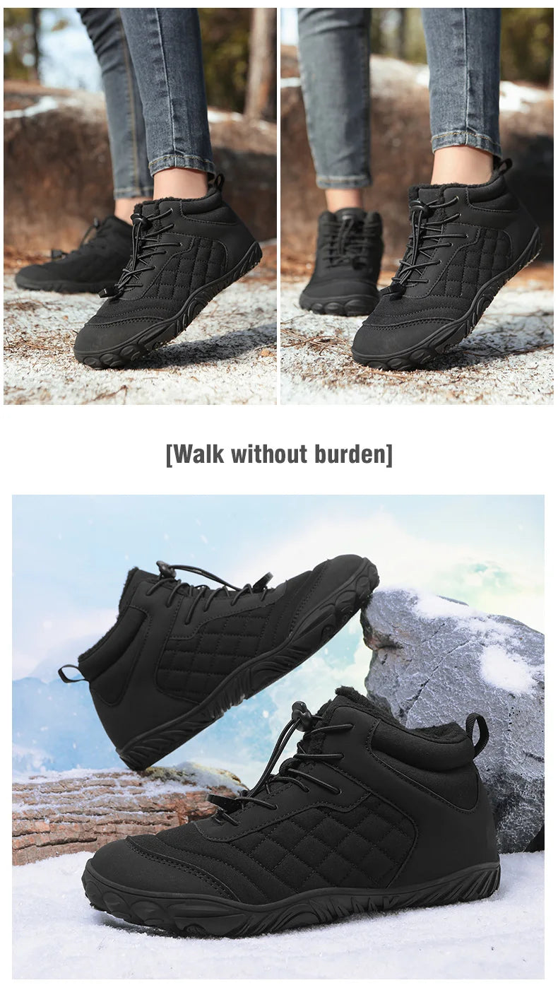 New Winter Booties Outdoor Waterproof Barefoot Boots For Men Ankle Boots Plush Warm Snow Shoes Non-slip Casual Sneakers Big Size