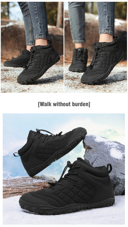 New Winter Booties Outdoor Waterproof Barefoot Boots For Men Ankle Boots Plush Warm Snow Shoes Non-slip Casual Sneakers Big Size