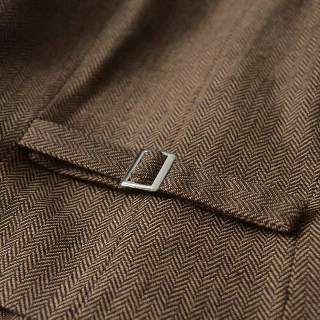 Women Vest Brown Fashion Vintage Herringbone Single Breasted Slim Fit Business Casual Profession Work Women Waistcoat