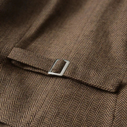 Women Vest Brown Fashion Vintage Herringbone Single Breasted Slim Fit Business Casual Profession Work Women Waistcoat