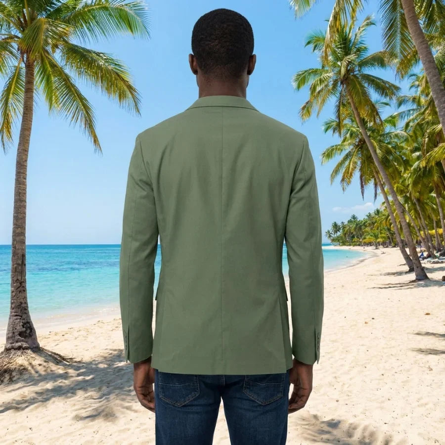Sage Green Linen Blazer for Men Summer Beach Party 1 Piece Man Suit Jacket Notched Lapel Slim Fit Male Fashion Suit XS-5XL