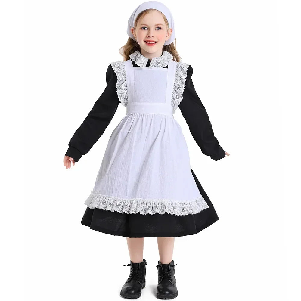 Girl Costume Colonial Farm Village Girl Costumes Prairie Dress Child Kids 2-4Y 4-10Y 10-16Y Tween Teens