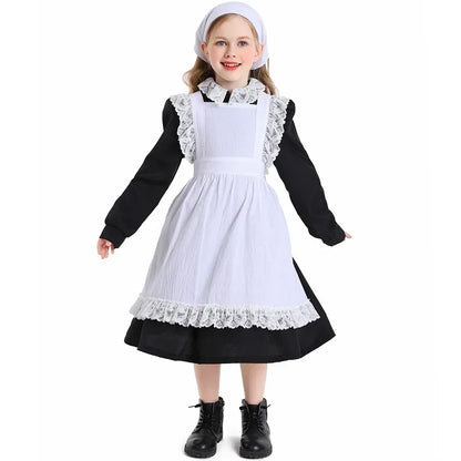 Girl Costume Colonial Farm Village Girl Costumes Prairie Dress Child Kids 2-4Y 4-10Y 10-16Y Tween Teens