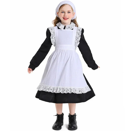 Girl Costume Colonial Farm Village Girl Costumes Prairie Dress Child Kids 2-4Y 4-10Y 10-16Y Tween Teens