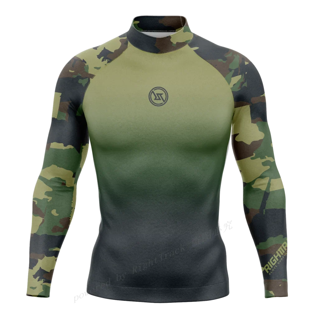 Men's Rashguard Snorkeling Camo Gradient Long Sleeve Surfing Shirts Sunscreen Diving Surf Sweatshirt UV Protection RT Swimwear