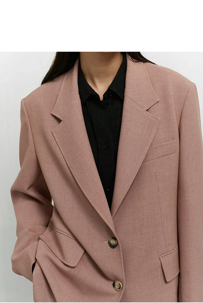 The Ultimate Store Hit~ Women's Mid-Length Oversized Blazer with Shoulder Pads for Petite Figures, Casual Suit Jacket