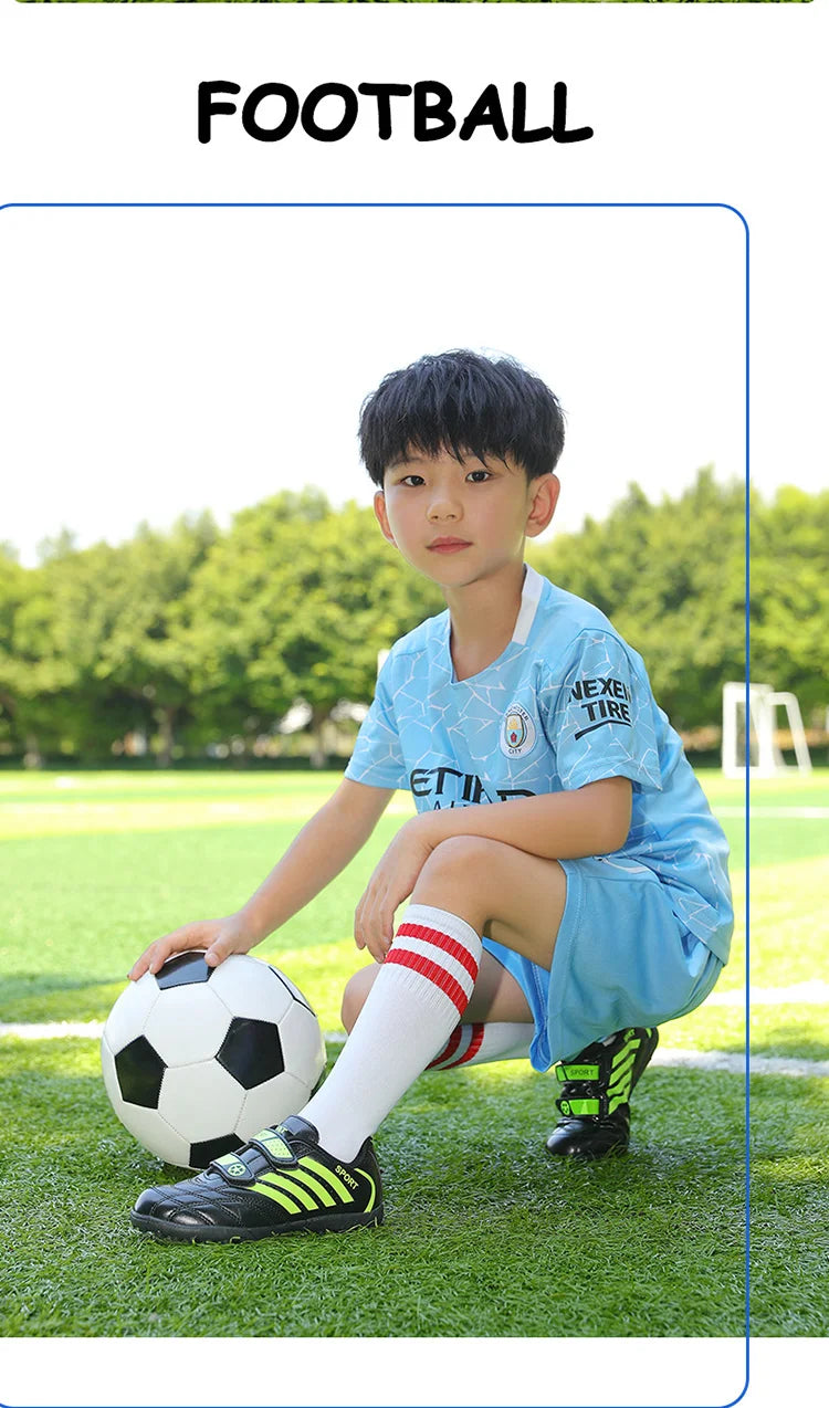 Green Children Turf Soccer Shoes Cheap Football Cleats Training Football Boots Kids Futsal Shoes Sneaker for Boy botas de fútbol
