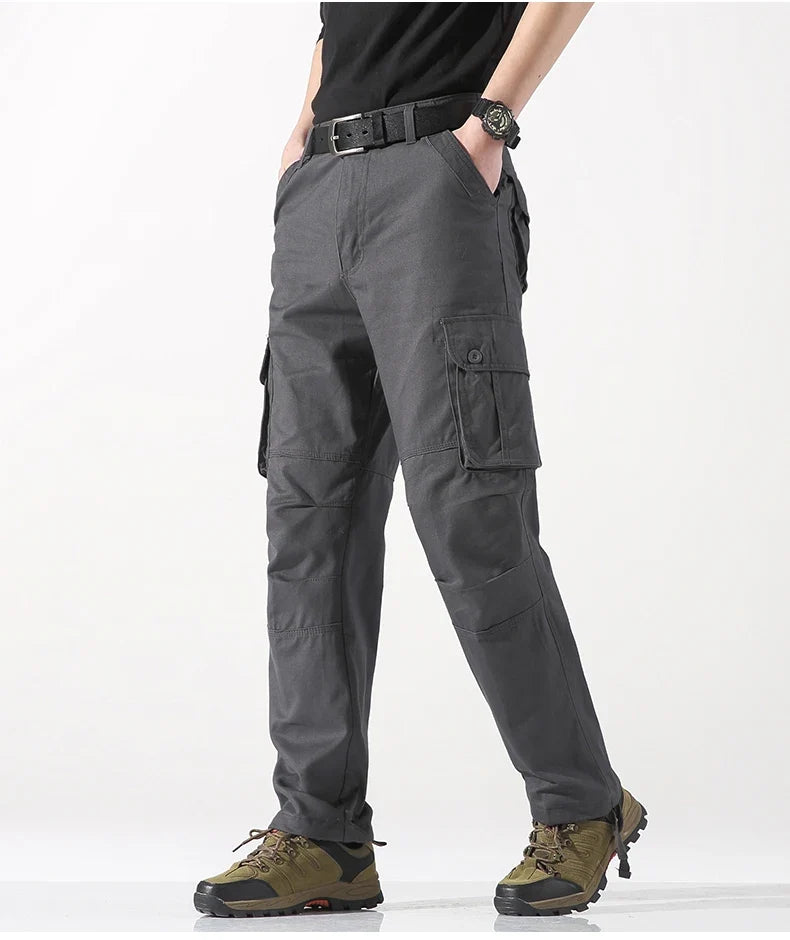 Male Cargo Pants Tactical Cotton Overalls Outdoor Utility Work Trousers Relaxed Fit Big Size Hombre Clothing