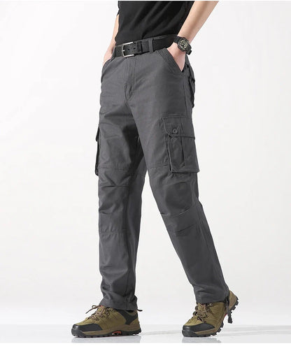 Male Cargo Pants Tactical Cotton Overalls Outdoor Utility Work Trousers Relaxed Fit Big Size Hombre Clothing