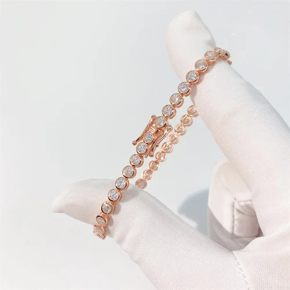 Sparkling 0.1ct 3mm Moissanite Tennis Bracelet with GRA for Women Party Fine Jewelry S925 Sterling Silver Diamond Bracelets