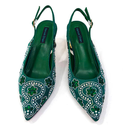 2024 Elegant Rhinestone Pointed-Toe Pumps With Matching Bag Set Large Capacity Bag for Women's Party High Heels