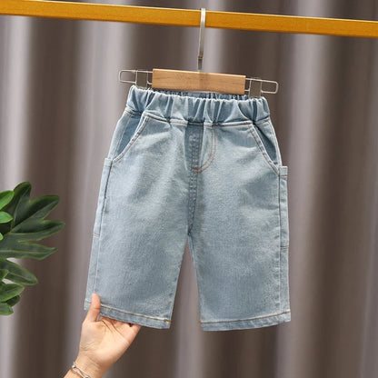 Baby Summer Trend Quality Clothes Set Children's Denim Shorts + Cotton Handsome T-Shirt 2-Piece Set