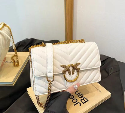 New Women Embroidered Swallow Small Square Bag Luxury Chain High End Versatile Shoulder Crossbody Bag Fashion Daily Casual Ladie