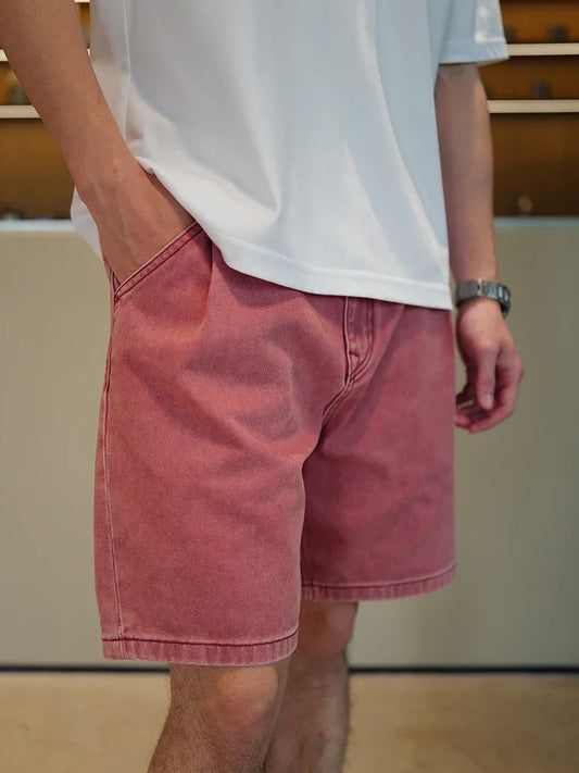 2025 Summer New 11.3oz Washed Vintage Denim Shorts Men Plus Size Shorts Plus Size Brand Clothing