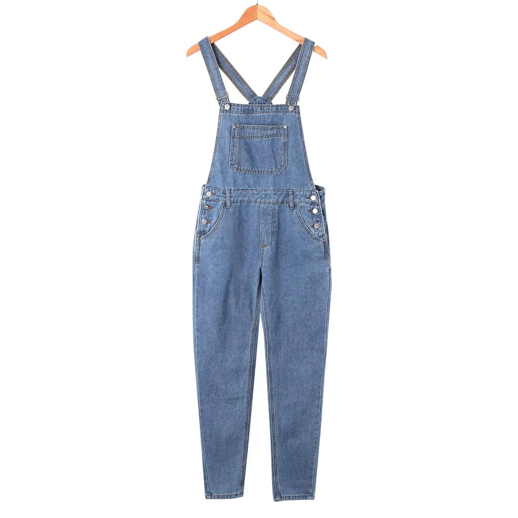 Men Pocket Jeans Overall Jumpsuit Streetwear Overall Suspender Pants Baggy Denim Harajuku Loose Pant Breathable Long Trousers
