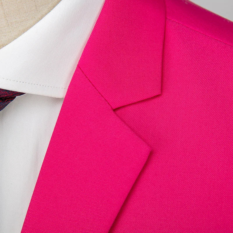 2026 New Men's Suit 3-Piece, Wedding Party Dress Jacket Vest Trousers, Fashion Slim Fit Blazer Waistcoat Pants Red Blue Green